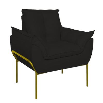 Poltrona Sofá Luxo Opala Recepção Escritório Suede Preto Balaqui Estofados