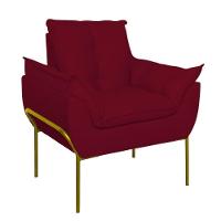 Poltrona Sofá Reforçada Base Metal Dourada Amamentação Vermelho - 2
