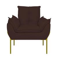 Poltrona Sofá Reforçada Base Metal Dourada Amamentação Marrom - 5