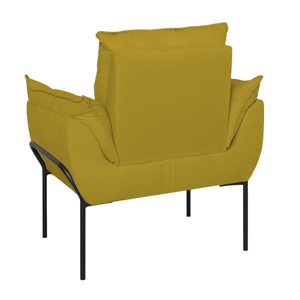 Kit 2 Poltronas Luxo Base Reforçada Metal Preto Amarelo - 6