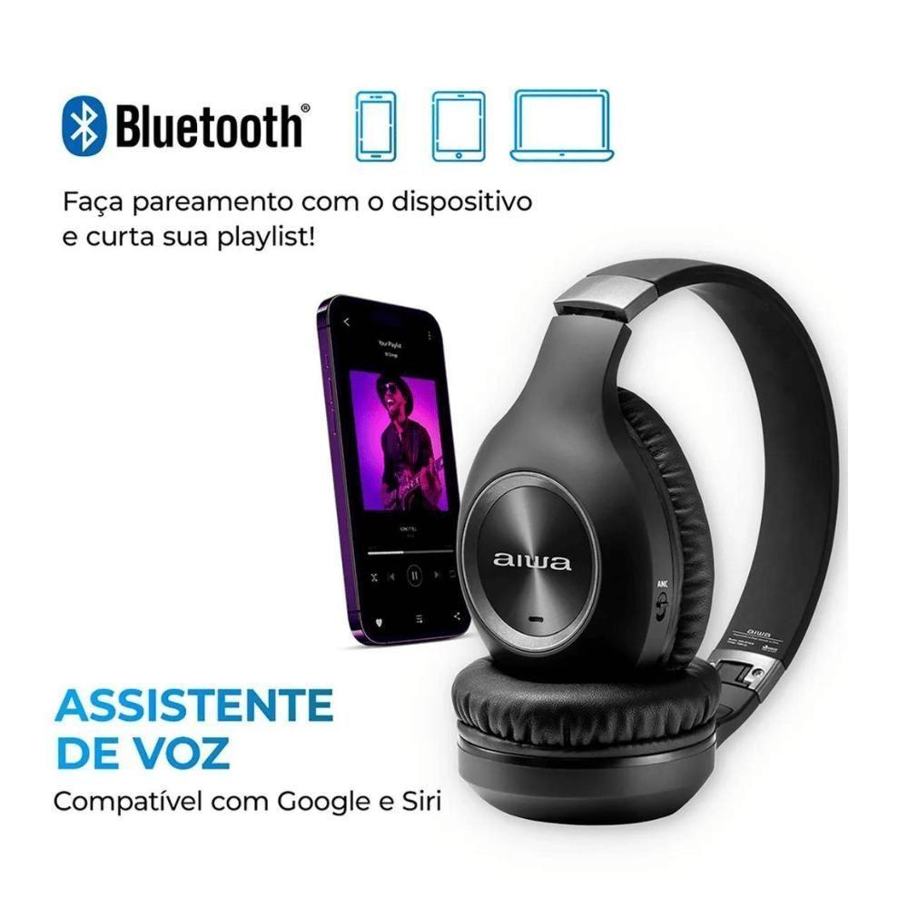Fone De Ouvido Aiwa Hp-02-b Bluetooth Anc Alta Definicao - 4