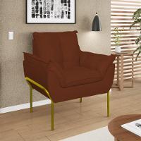 Poltrona Sofá Reforçada Base Metal Dourada Amamentação Terracota - 1