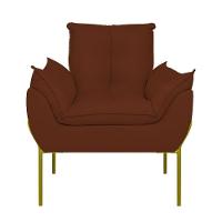 Poltrona Sofá Reforçada Base Metal Dourada Amamentação Terracota - 5