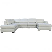 Sofá De Couro N.y. 6 Lugares Off White 3,88 M - Mempra - 1