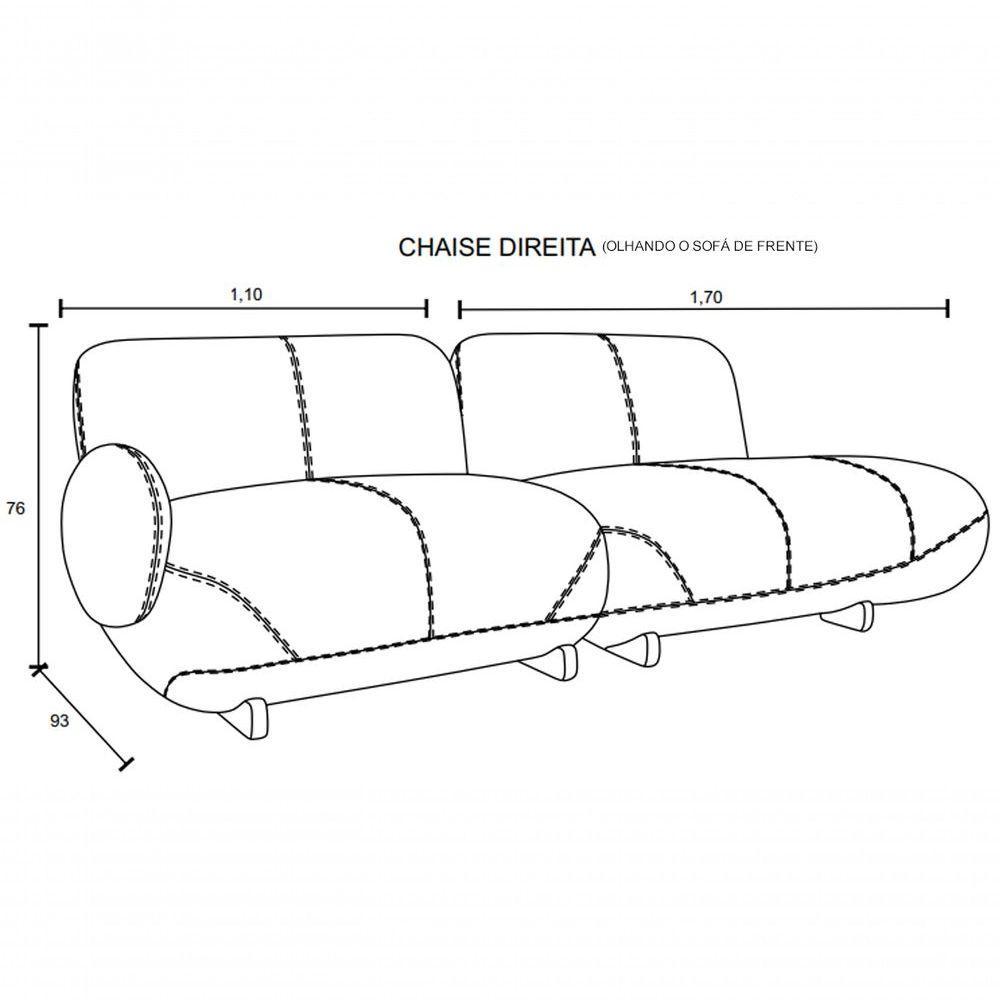 Sofá De Couro Onix 3 Lugares Com Chaise Direita Taupe - Mempra - 5