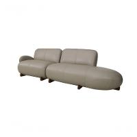 Sofá De Couro Onix 3 Lugares Com Chaise Direita Taupe - Mempra - 3