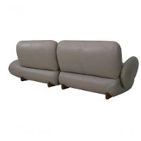 Sofá De Couro Onix 3 Lugares Com Chaise Direita Taupe - Mempra