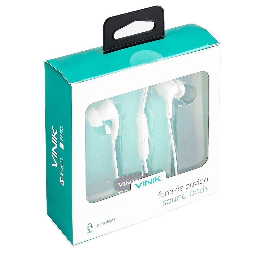 Fone De Ouvido Sound Pods Branco Com Microfone Cabo 1.2m - 5