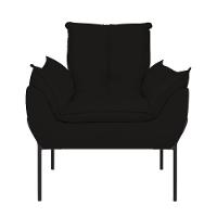 Poltrona Sofá Reforçada Base Metal Preta Amamentação Preto - 5