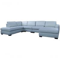 Sofá De Couro N.y. 6 Lugares Light Blue 3,58 M - Mempra - 2