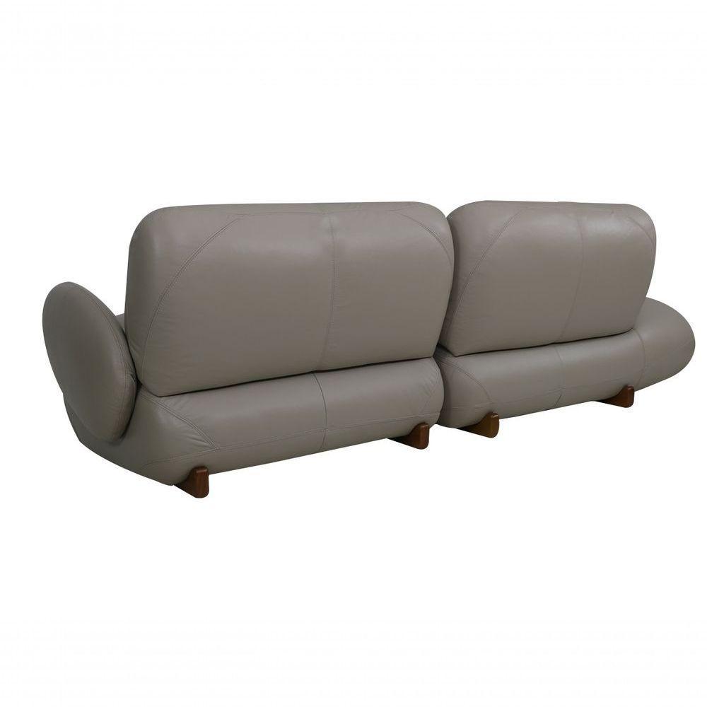 Sofá De Couro Onix 3 Lugares Com Chaise Esquerda Taupe - Mempra - 4
