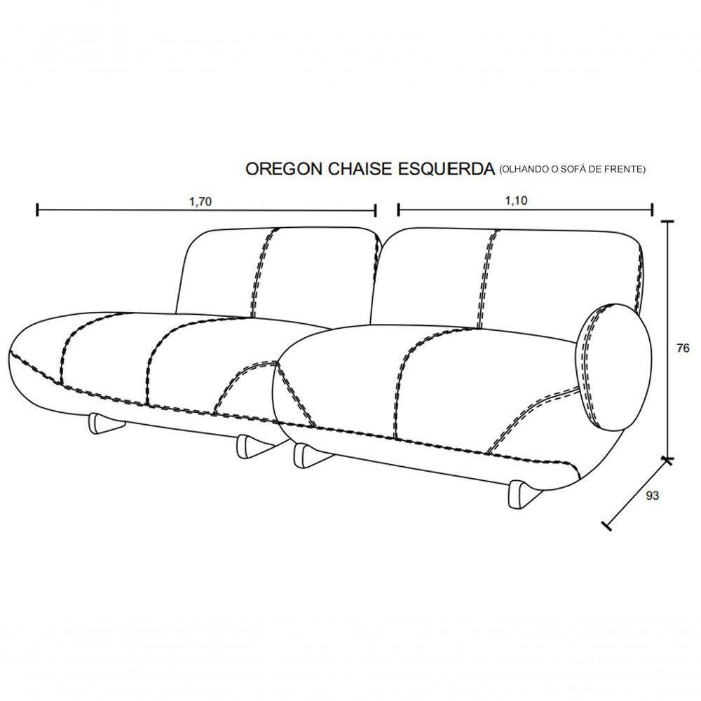 Sofá De Couro Onix 3 Lugares Com Chaise Esquerda Taupe - Mempra - 5