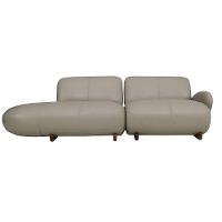 Sofá De Couro Onix 3 Lugares Com Chaise Esquerda Taupe - Mempra - 2