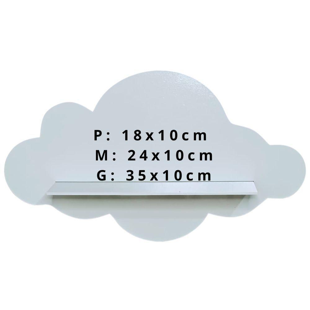 Trio De Nichos Nuvem Em Mdf Prateleira Decorativa Para Quarto Infantil Branco - 3