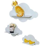 Trio De Nichos Nuvem Em Mdf Prateleira Decorativa Para Quarto Infantil Branco - 1