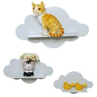 Trio De Nichos Nuvem Em Mdf Prateleira Decorativa Para Quarto Infantil Branco - 2