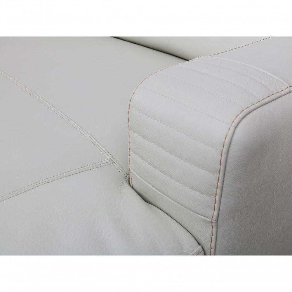 Sofá De Couro Com Chaise N.y. 3 Lugares Off White 2,74 M - Mempra - 4