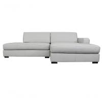 Sofá De Couro Com Chaise N.y. 3 Lugares Off White 2,74 M - Mempra - 2