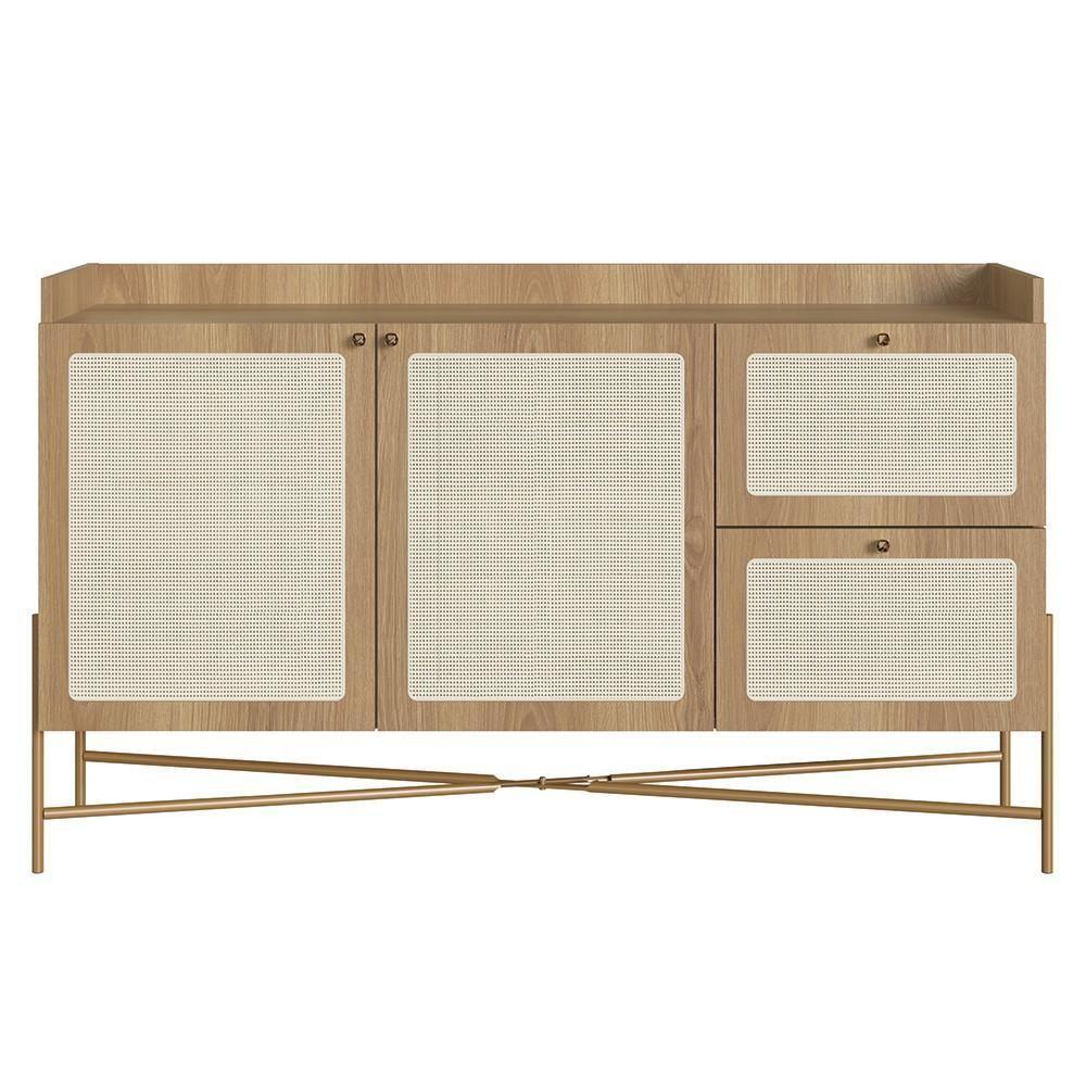 Balcão Aparador Buffet 2 Portas Pé Metal Arlo A10 Hanover/dourado - Mpozenato - 6