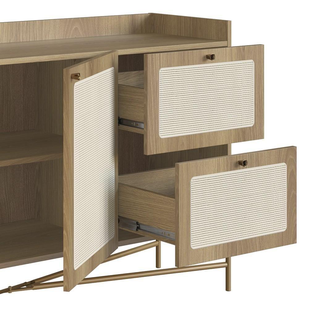 Balcão Aparador Buffet 2 Portas Pé Metal Arlo A10 Hanover/dourado - Mpozenato - 7