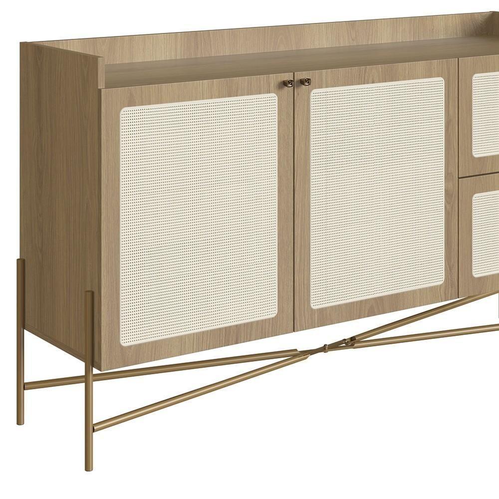 Balcão Aparador Buffet 2 Portas Pé Metal Arlo A10 Hanover/dourado - Mpozenato - 8