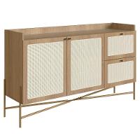 Balcão Aparador Buffet 2 Portas Pé Metal Arlo A10 Hanover/dourado - Mpozenato - 1