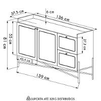 Balcão Aparador Buffet 2 Portas Pé Metal Arlo A10 Hanover/dourado - Mpozenato