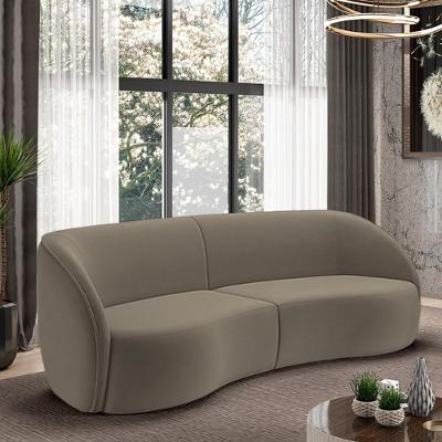 Sofá Decorativo Sala De Estar Bipartido 318cm Clarke Veludo Castor G45 - Gran Belo