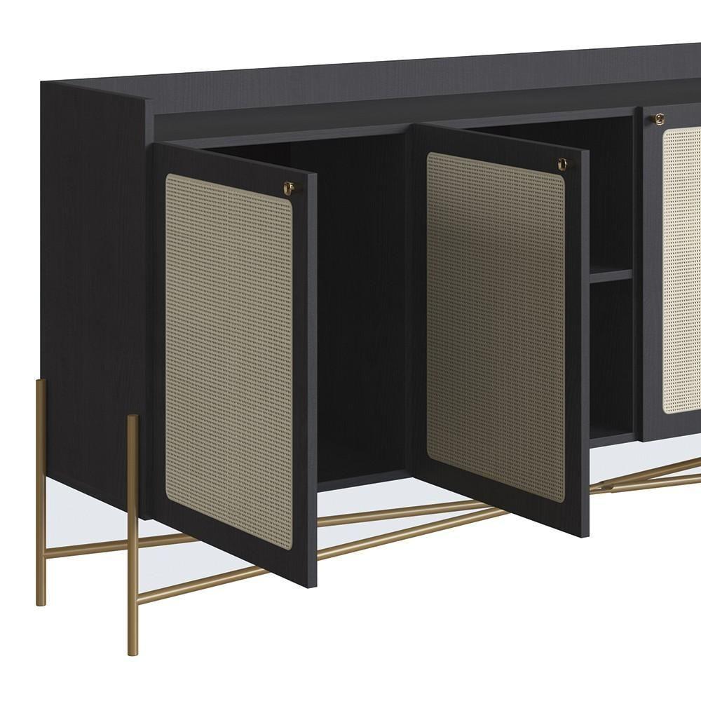 Balcão Aparador Buffet 3 Portas Pé Metal Arlo A10 Nero/dourado - Mpozenato - 6