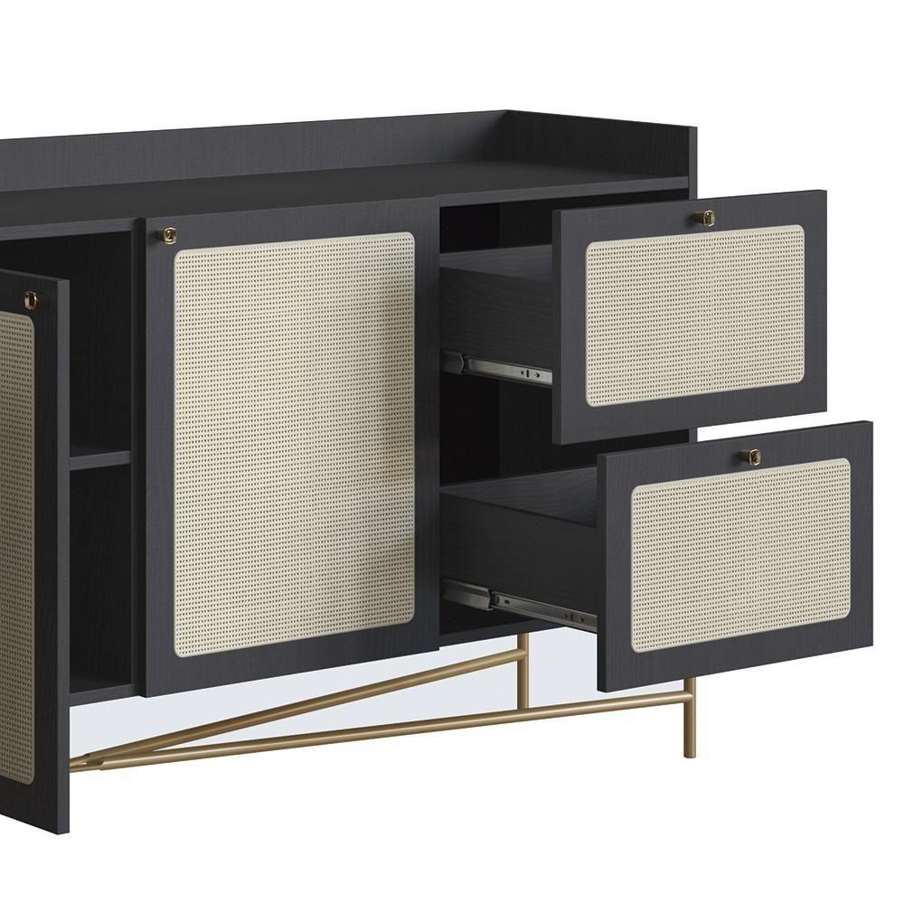 Balcão Aparador Buffet 3 Portas Pé Metal Arlo A10 Nero/dourado - Mpozenato - 7