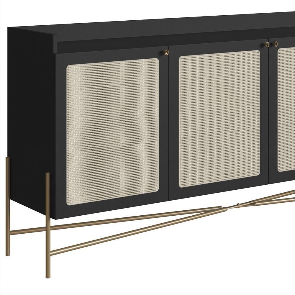 Balcão Aparador Buffet 3 Portas Pé Metal Arlo A10 Nero/dourado - Mpozenato - 8