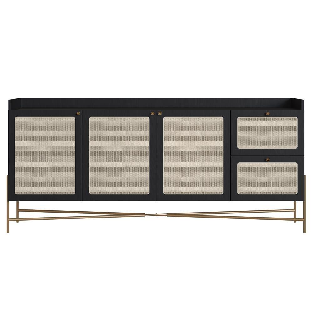 Balcão Aparador Buffet 3 Portas Pé Metal Arlo A10 Nero/dourado - Mpozenato - 9