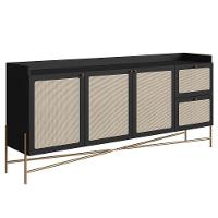 Balcão Aparador Buffet 3 Portas Pé Metal Arlo A10 Nero/dourado - Mpozenato - 1
