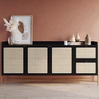 Balcão Aparador Buffet 3 Portas Pé Metal Arlo A10 Nero/dourado - Mpozenato - 2