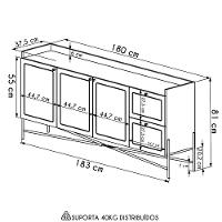 Balcão Aparador Buffet 3 Portas Pé Metal Arlo A10 Nero/dourado - Mpozenato