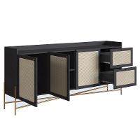 Balcão Aparador Buffet 3 Portas Pé Metal Arlo A10 Nero/dourado - Mpozenato - 5