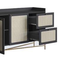 Balcão Aparador Buffet 3 Portas Pé Metal Arlo A10 Nero/dourado - Mpozenato - 7