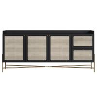Balcão Aparador Buffet 3 Portas Pé Metal Arlo A10 Nero/dourado - Mpozenato - 9