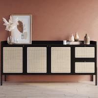 Balcão Aparador Buffet 3 Portas Pés Madeira Arlo A10 Nero/preto - Mpozenato - 2