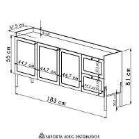 Balcão Aparador Buffet 3 Portas Pés Madeira Arlo A10 Nero/preto - Mpozenato