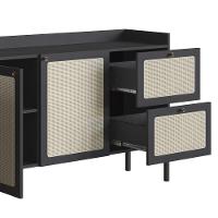 Balcão Aparador Buffet 3 Portas Pés Madeira Arlo A10 Nero/preto - Mpozenato - 7