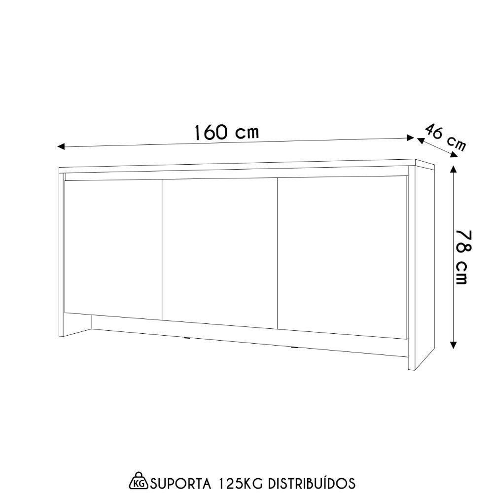 Balcão Aparador Buffet 3 Portas Madrid C14 Cedro/branco - Mpozenato - 5