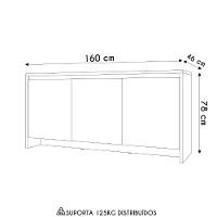 Balcão Aparador Buffet 3 Portas Madrid C14 Cedro/branco - Mpozenato - 5