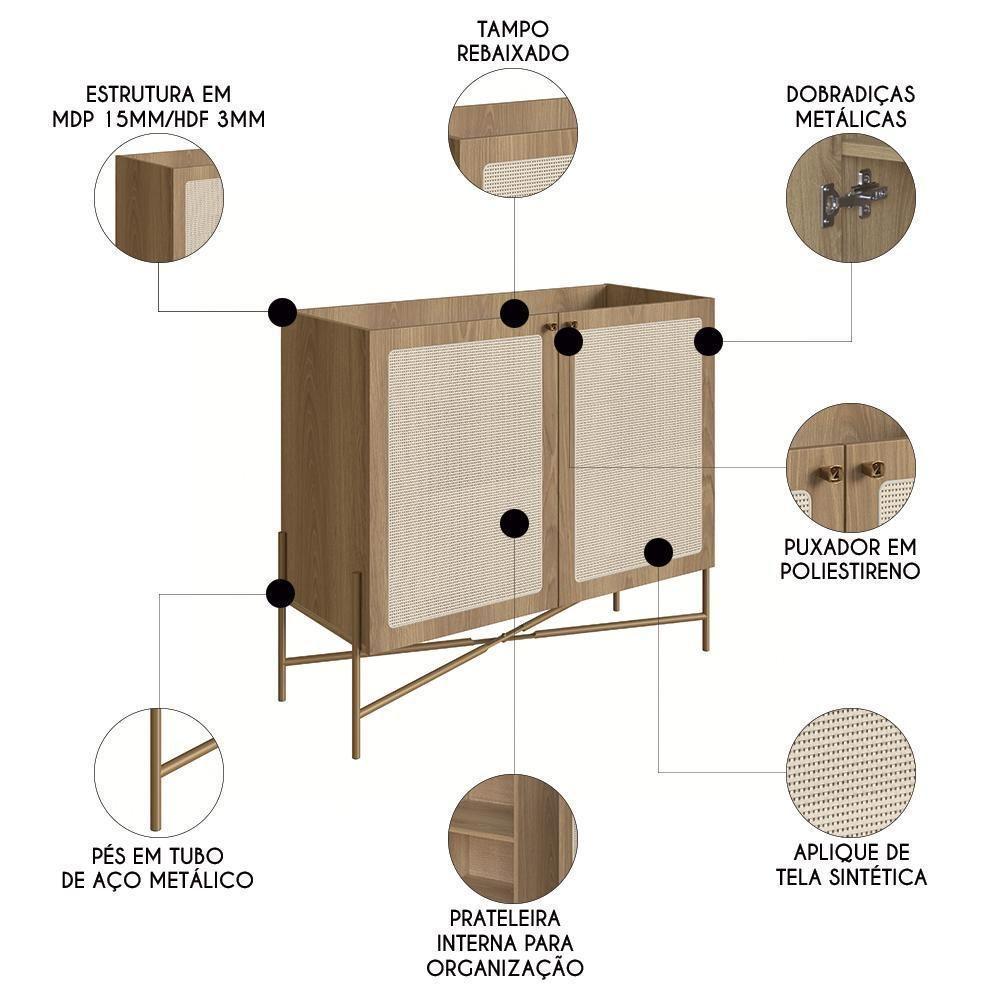 Balcão Aparador Buffet Cantinho Do Café Pé Metal Arlo A10 Hanover/dourado - Mpozenato - 3