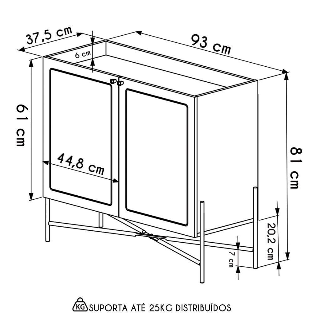 Balcão Aparador Buffet Cantinho Do Café Pé Metal Arlo A10 Hanover/dourado - Mpozenato - 4