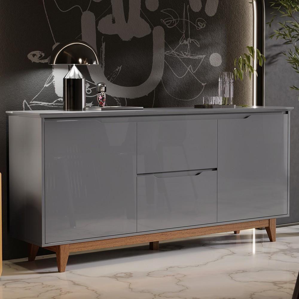 Buffet Aparador Para Sala De Jantar 163cm Flow Cinza - Ej Móveis - 2