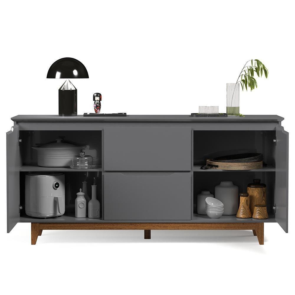 Buffet Aparador Para Sala De Jantar 163cm Flow Cinza - Ej Móveis - 5
