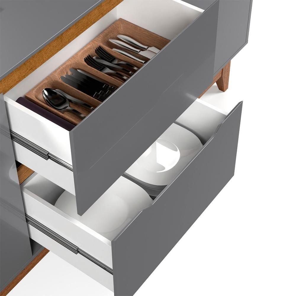 Buffet Aparador Para Sala De Jantar 163cm Flow Cinza - Ej Móveis - 10
