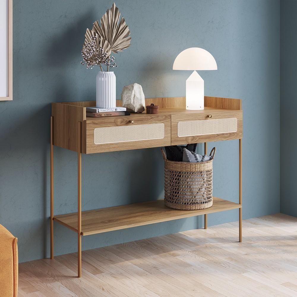 Aparador Para Sala 2 Gavetas Pé Metal Arlo A10 Hanover/dourado - Mpozenato - 2