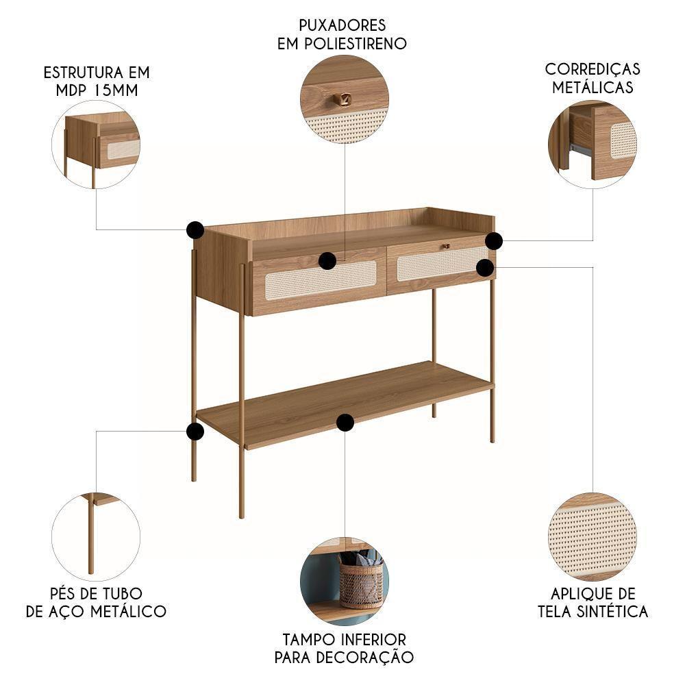 Aparador Para Sala 2 Gavetas Pé Metal Arlo A10 Hanover/dourado - Mpozenato - 3